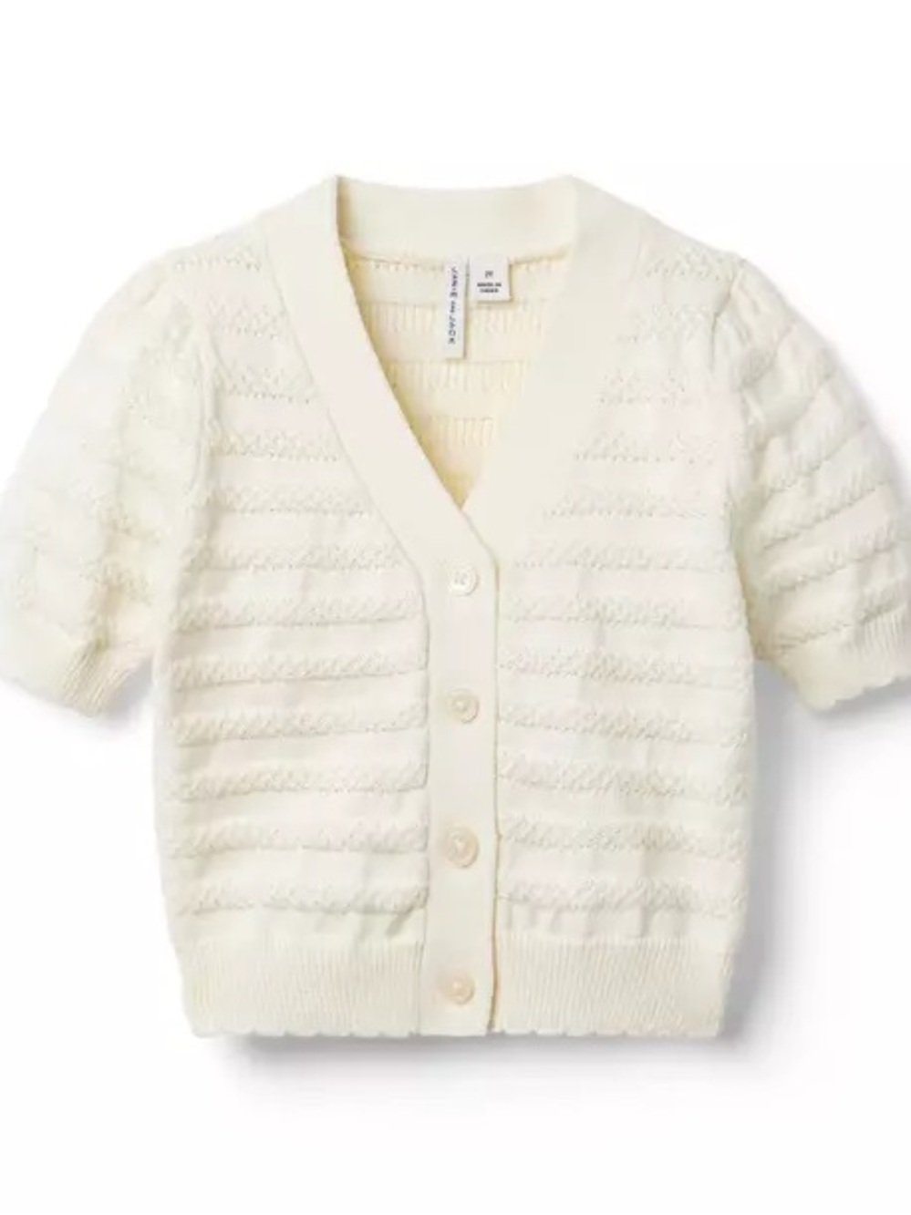 Janie and Jack Pointelle Puff Sleeve Cardigan Kids size 12